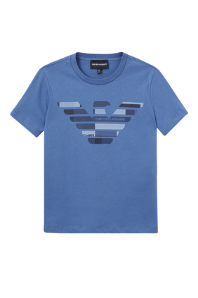 Kids Blue Logo Cotton T-Shirt